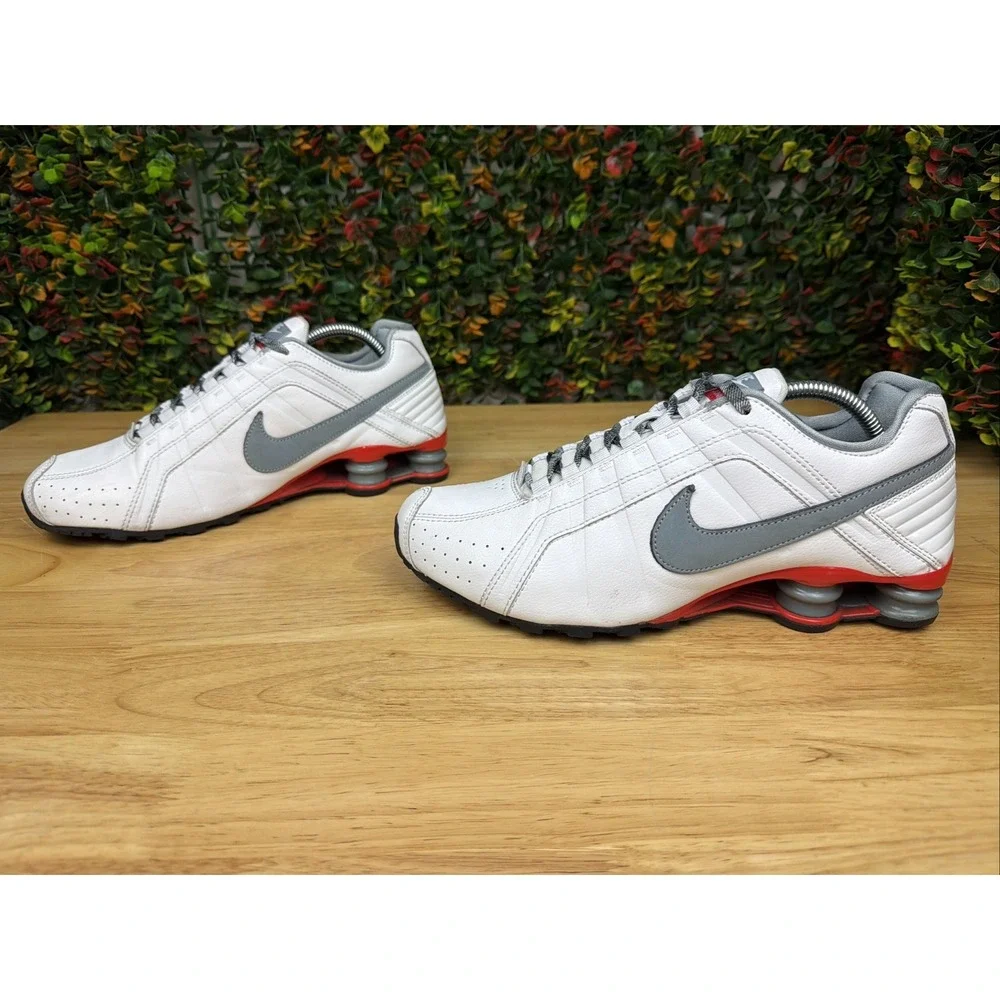 Nike Shox‎ Junior Running Shoes Sneakers White Gray Red 454340-107 Mens 9 2014